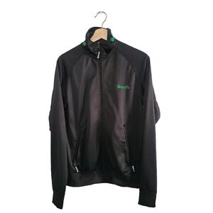 BENCH Boys Zip-up Jacket Black With Green Accent Size US M